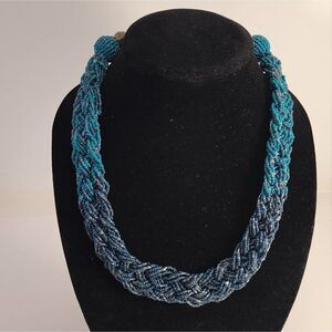 Blue braided necklace
